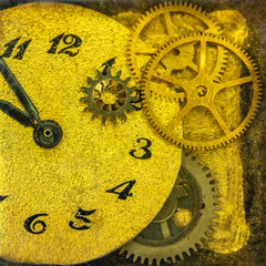 old gold clock mechanism steampunk