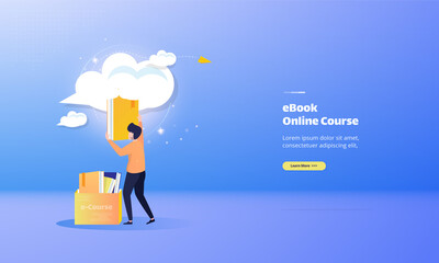 An online course with illustration of eBook download concepts