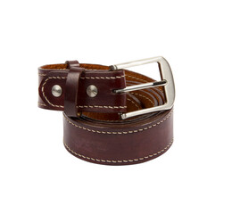 Leather belt for men . Isolate on white background