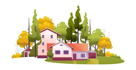 Obraz na płótnie Canvas rural house among the trees