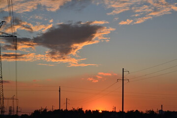 power lines at sunset