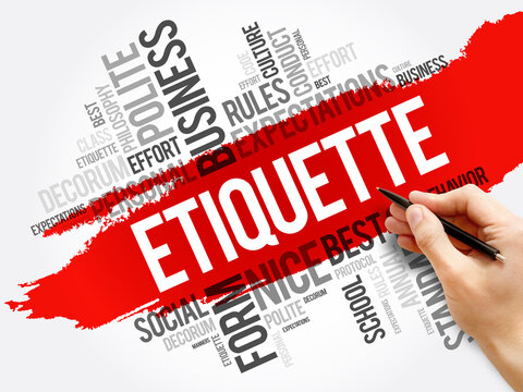 Etiquette word cloud collage, concept background