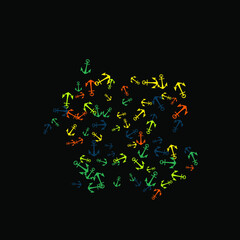 Pretty summer background with anchors. Anchor In Cartoon Free Style. Pattern Art Illustration Vector