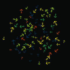 Pretty summer background with anchors. Anchor In Cartoon Free Style. Pattern Art Illustration Vector