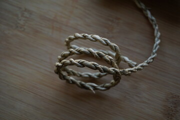 handcraft rattan rope, various kinds of crafts with wooden background