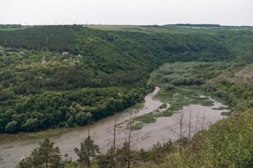 View of the river Ternava, canyon Podilsky Tovtry, Green hills. The nature of Ukraine. Nature Reserves and Forests Kytayhorodsʹke Vidslonennya Ukraine