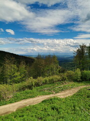 Spring in the Beskids. View of the Tatra Mountains from the Zywiec Beskids.