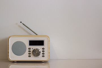 Radio on a white background. Retro old radio on a white background.