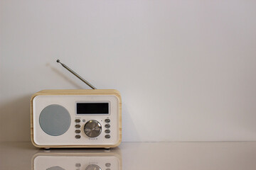 Radio on a white background. Retro old radio on a white background.