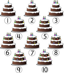 learn numbers 1 to 10 with birthday cake and candles for child