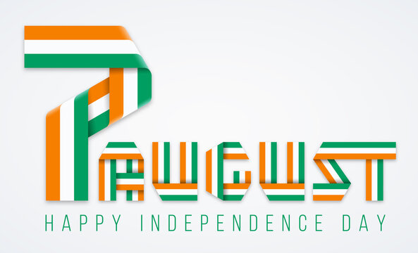 August 7, Independence Day of Ivory Coast congratulatory design with flag of Cote d'Ivoire colors. Vector illustration.
