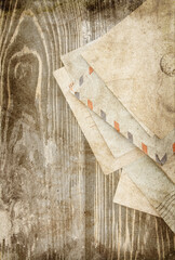 stack of envelopes. Image in vintage grunge style	
