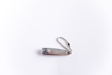 Nail clipper made with stainless steel isolated on white background.