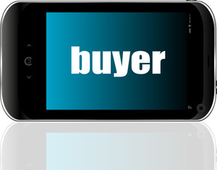 Text buyer. Business concept . Detailed modern smartphone