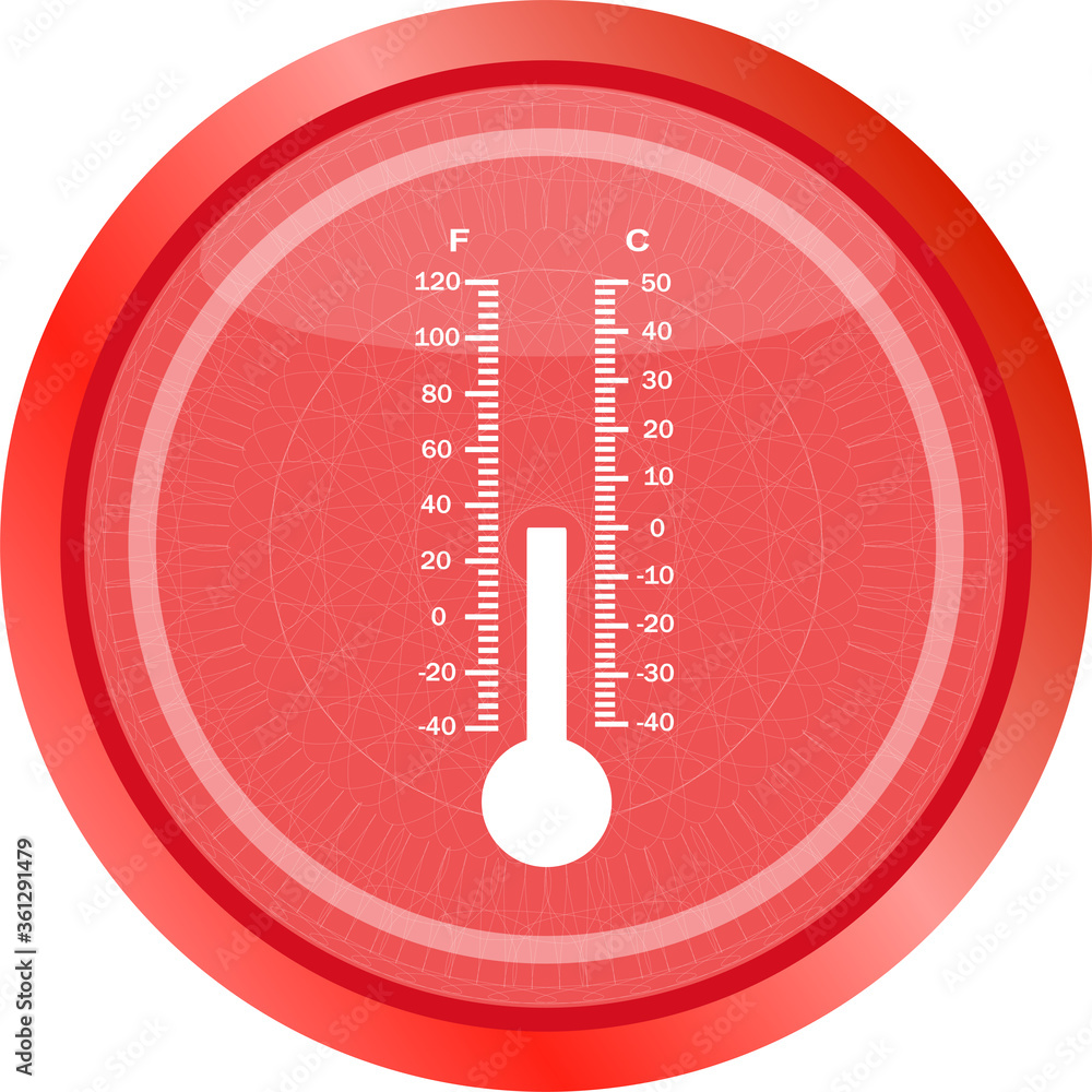 Poster thermometer web icon button . trendy flat style sign isolated on white background