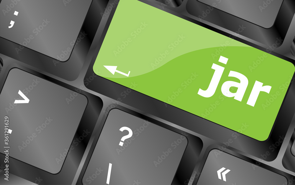 Aufkleber jar word on computer keyboard pc key