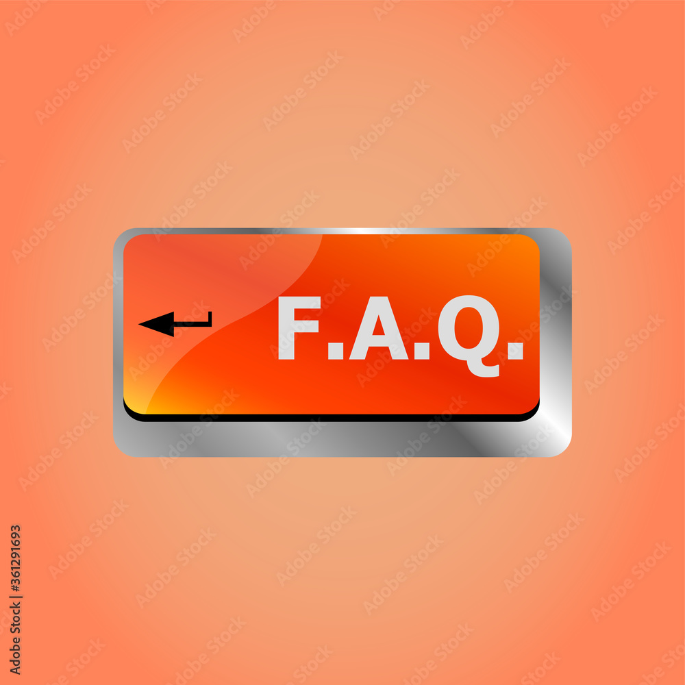 Poster computer keyboard with faq button - business concept