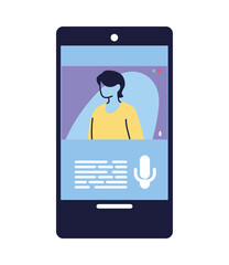 young man on video call from cell phone