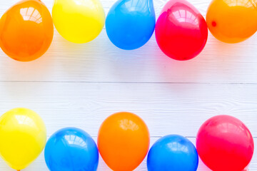 Frame of ballons - celebration concept - from above copy space