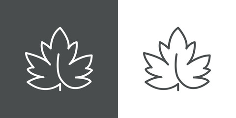 Obraz premium Concepto otoño. Icono plano lineal hoja de arce en fondo gris y fondo blanco