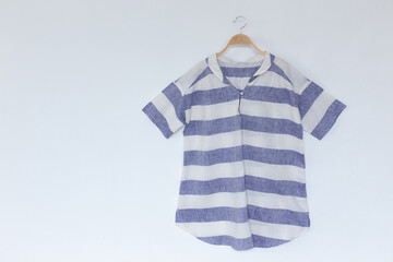 Blue blouse on white background.minimal style.