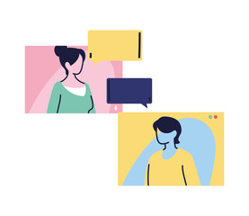 man and woman in a chat conversation