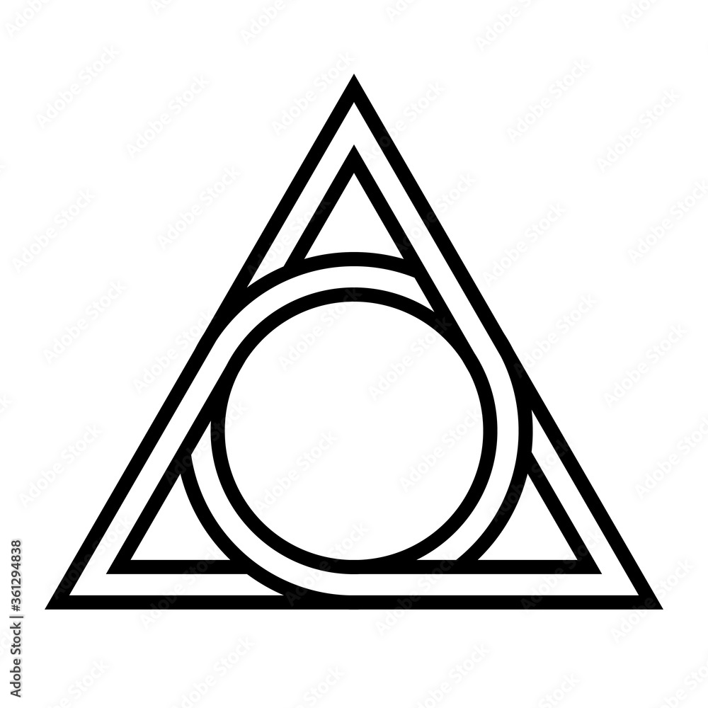 Aufkleber geometrical figure circle inscribed in a triangle, the vector logo tattoos mythological symbol round