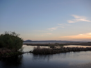 Breathtaking sunset in Danube Delta,  Romania,  in a summer day; outdoors
