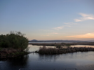Breathtaking sunset in Danube Delta,  Romania,  in a summer day; outdoors
