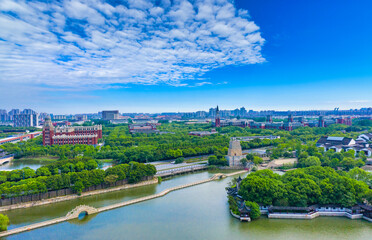 Obraz premium Aerial scenery of Songjiang University Town, Shanghai, China