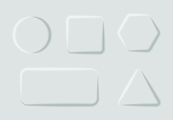 White buttons in neomorphism style. Editable Vector EPS10