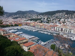 Naklejka na ściany i meble View from a hill on the coast of Nice