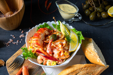 Lobster - crab salad with pasta