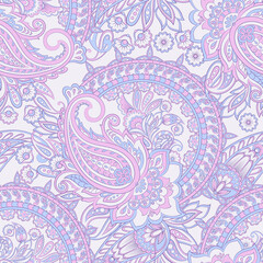 Floral Seamless pattern with paisley ornament.