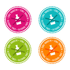 Obraz premium Set of Allergen free Badges. Alcohol free. Hand drawn Signs. Can be used for packaging Design.