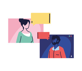 man and woman in a chat conversation