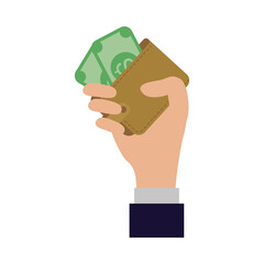 hand with wallet vector design