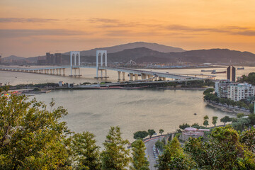 Macau bridge over the river