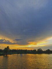 Sunset on the lake. Poland.