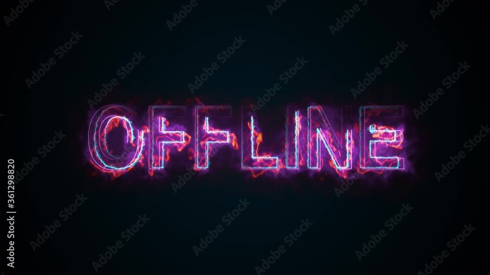 Poster the burning inscription offline on a screen on the internet. 3d rendering text. computer generated w