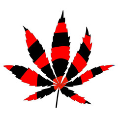 Black and red Cannabis leaf isolated illustration