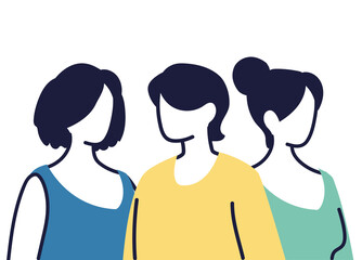 young women cartoon on white background