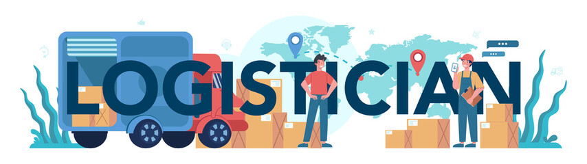 Logistic and delivery service typographic header concept. Idea of