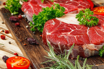 Raw meat slice for grill with seasoning