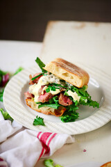 Grilled steak sandwiches with mustard sauce.