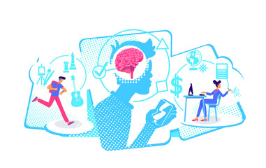 Obraz premium Multitaskers flat concept vector illustration