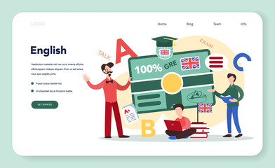 English course web banner or landing page. Study foreign