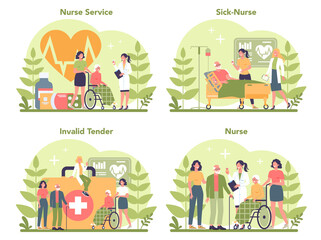 Nurse service concept. Medical occupation, hospital and clinic staff.