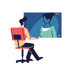 man at the desk having a video call with another person