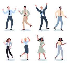Obraz premium Office worker dancing set. Collection of business people in suit